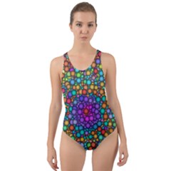 Points Mandala Kaleidoscope Cut-out Back One Piece Swimsuit