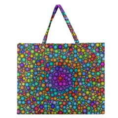 Points Mandala Kaleidoscope Zipper Large Tote Bag by Simbadda