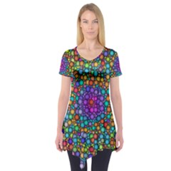 Points Mandala Kaleidoscope Short Sleeve Tunic  by Simbadda