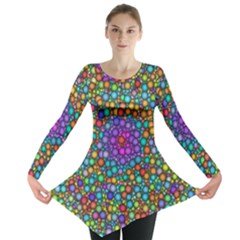 Points Mandala Kaleidoscope Long Sleeve Tunic  by Simbadda