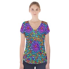 Points Mandala Kaleidoscope Short Sleeve Front Detail Top by Simbadda