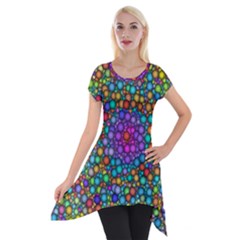 Points Mandala Kaleidoscope Short Sleeve Side Drop Tunic by Simbadda