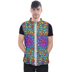 Points Mandala Kaleidoscope Men s Puffer Vest by Simbadda