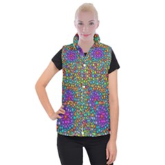 Points Mandala Kaleidoscope Women s Button Up Vest by Simbadda