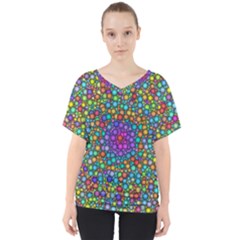 Points Mandala Kaleidoscope V-neck Dolman Drape Top by Simbadda