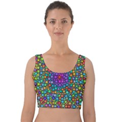 Points Mandala Kaleidoscope Velvet Crop Top by Simbadda