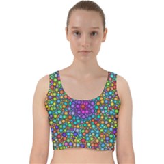 Points Mandala Kaleidoscope Velvet Racer Back Crop Top by Simbadda