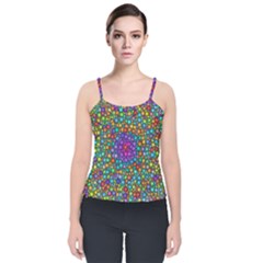 Points Mandala Kaleidoscope Velvet Spaghetti Strap Top by Simbadda