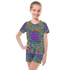 Points Mandala Kaleidoscope Kids  Mesh Tee And Shorts Set