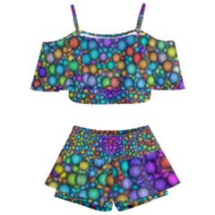 Points Mandala Kaleidoscope Kids  Off Shoulder Skirt Bikini