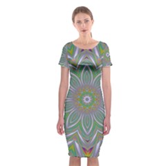 Abstract Art Colorful Texture Classic Short Sleeve Midi Dress by Simbadda