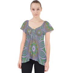 Abstract Art Colorful Texture Lace Front Dolly Top by Simbadda