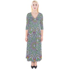 Abstract Art Colorful Texture Quarter Sleeve Wrap Maxi Dress by Simbadda