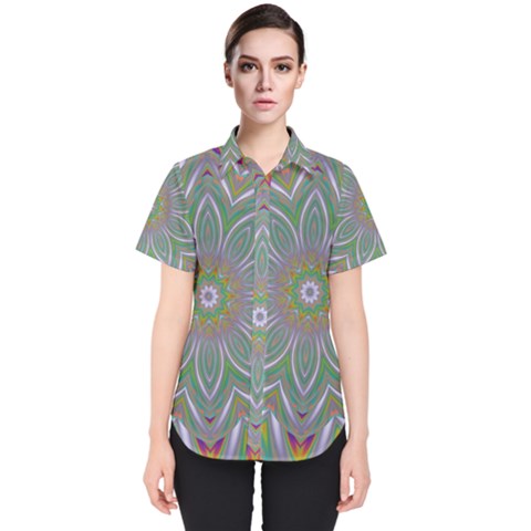 Abstract Art Colorful Texture Women s Short Sleeve Shirt by Simbadda