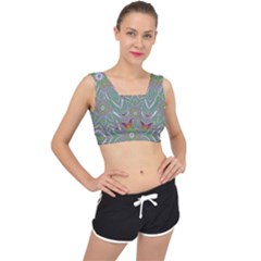 Abstract Art Colorful Texture V-back Sports Bra by Simbadda