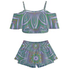 Abstract Art Colorful Texture Kids  Off Shoulder Skirt Bikini