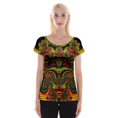 Fractal Art Artwork Design Cap Sleeve Top by Simbadda