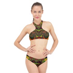 Fractal Art Artwork Design High Neck Bikini Set