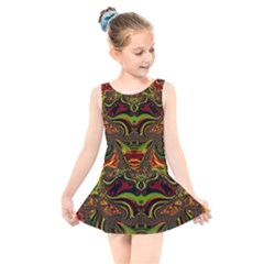 Fractal Art Artwork Design Kids  Skater Dress Swimsuit