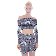 Pattern Fractal Art Artwork Design Off Shoulder Top With Mini Skirt Set by Simbadda