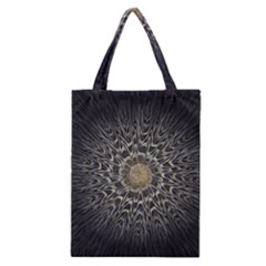 Fractal Mandala Feathers Grey Classic Tote Bag by Simbadda