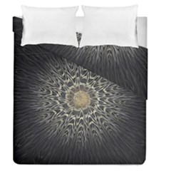 Fractal Mandala Feathers Grey Duvet Cover Double Side (queen Size) by Simbadda