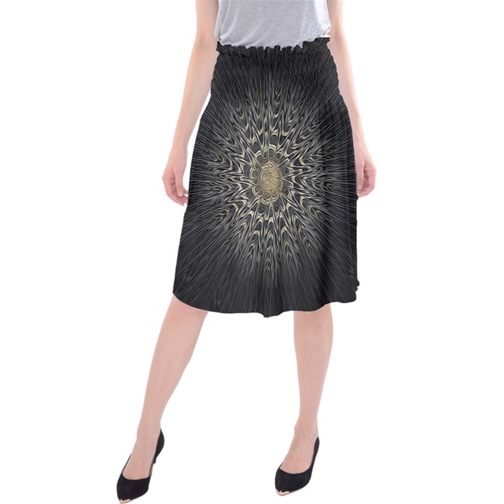 Fractal Mandala Feathers Grey Midi Beach Skirt