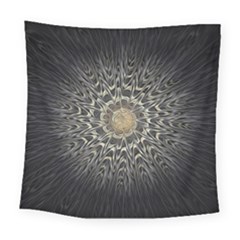 Fractal Mandala Feathers Grey Square Tapestry (large)