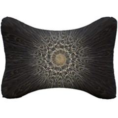 Fractal Mandala Feathers Grey Seat Head Rest Cushion