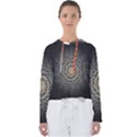 Fractal Mandala Feathers Grey Women s Slouchy Sweat View1