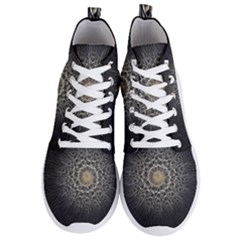 Fractal Mandala Feathers Grey Men s Lightweight High Top Sneakers