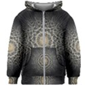 Fractal Mandala Feathers Grey Kids Zipper Hoodie Without Drawstring View1