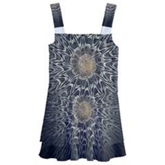 Fractal Mandala Feathers Grey Kids  Layered Skirt Swimsuit