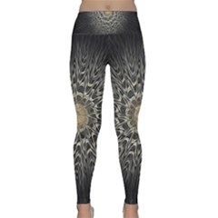 Fractal Mandala Feathers Grey Lightweight Velour Classic Yoga Leggings