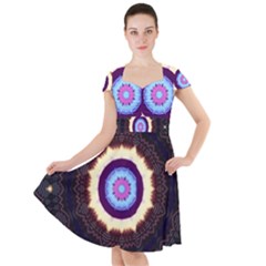 Mandala Art Design Pattern Cap Sleeve Midi Dress