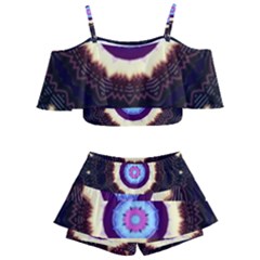 Mandala Art Design Pattern Kids  Off Shoulder Skirt Bikini