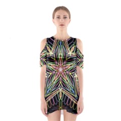 Star Mandala Pattern Design Doodle Shoulder Cutout One Piece Dress by Simbadda