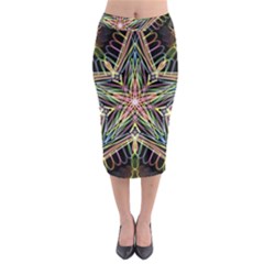 Star Mandala Pattern Design Doodle Midi Pencil Skirt by Simbadda