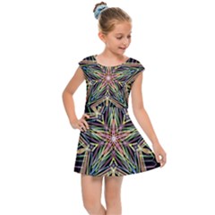 Star Mandala Pattern Design Doodle Kids Cap Sleeve Dress by Simbadda