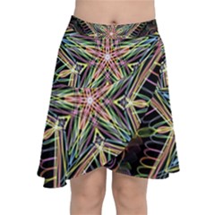 Star Mandala Pattern Design Doodle Chiffon Wrap Front Skirt by Simbadda