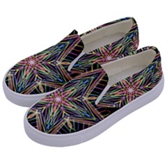 Star Mandala Pattern Design Doodle Kids  Canvas Slip Ons by Simbadda