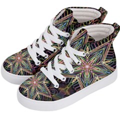 Star Mandala Pattern Design Doodle Kid s Hi-top Skate Sneakers by Simbadda