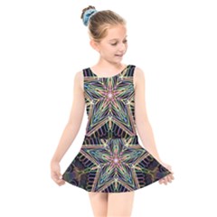 Star Mandala Pattern Design Doodle Kids  Skater Dress Swimsuit by Simbadda