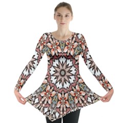 Abstract Art Texture Mandala Long Sleeve Tunic  by Simbadda