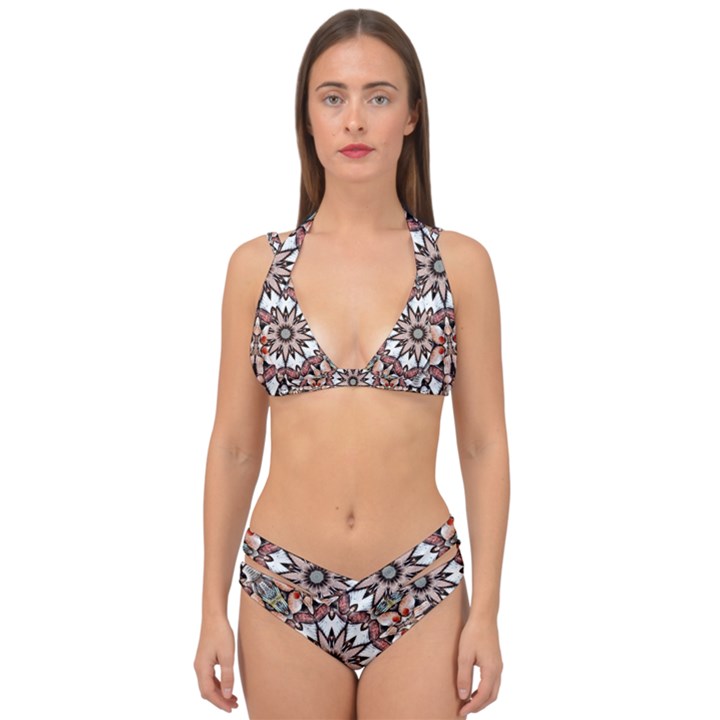 Abstract Art Texture Mandala Double Strap Halter Bikini Set