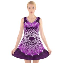 Mandala Mallow Circle Abstract V-neck Sleeveless Dress by Simbadda