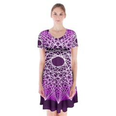 Mandala Mallow Circle Abstract Short Sleeve V-neck Flare Dress by Simbadda