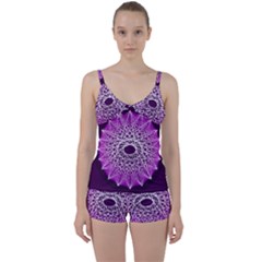 Mandala Mallow Circle Abstract Tie Front Two Piece Tankini by Simbadda