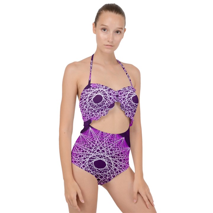 Mandala Mallow Circle Abstract Scallop Top Cut Out Swimsuit