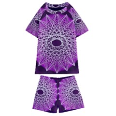 Mandala Mallow Circle Abstract Kids  Swim Tee And Shorts Set by Simbadda